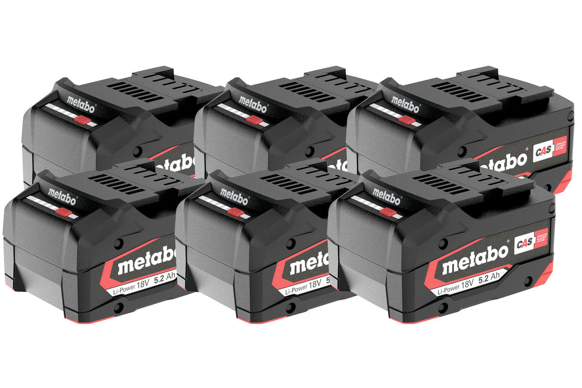 Metabo Set di 6 batterie Li-Power da 18 V - 5,2 Ah