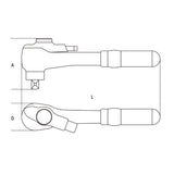 Beta Cricchetto reversibile con attacco quadro maschio 1/2” con sistema di bloccaggio bussola