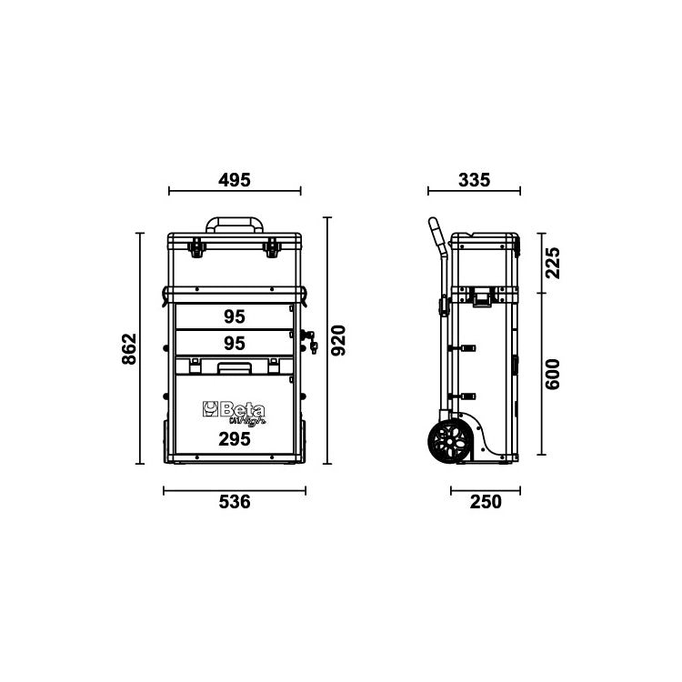 Beta Trolley portautensili a 2 moduli sovrapponibili