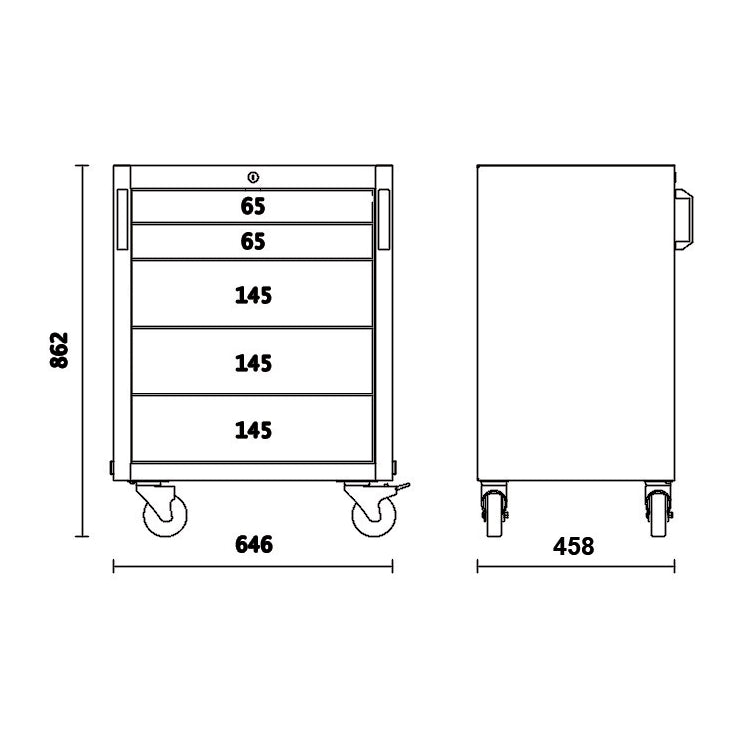 Beta Cassettiera mobile con 5 cassetti per arredo officina C45PRO