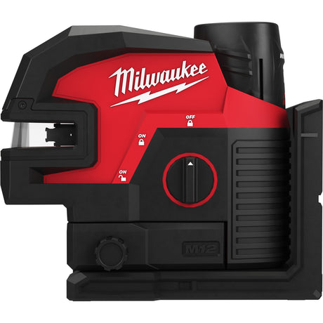 MILWAUKEE Laser lineare Verde M12™ a 2 linee con 4 punti piombo a batteria CLL4P-301C