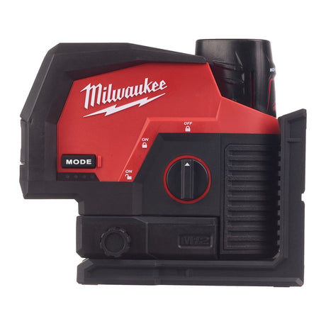 MILWAUKEE Laser lineare Verde M12™ a 2 linee con 2 punti piombo a batteria CLLP-301C