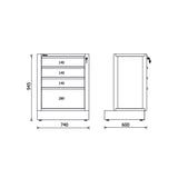 Beta Modulo fisso con 4 cassetti per arredo officina RSC50