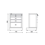 Beta Modulo fisso con 5 cassetti per arredo officina RSC50