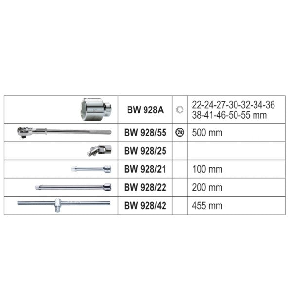 Beta Assortimento di 12 chiavi a bussola esagonali e 5 accessori, in cassetta di plastica