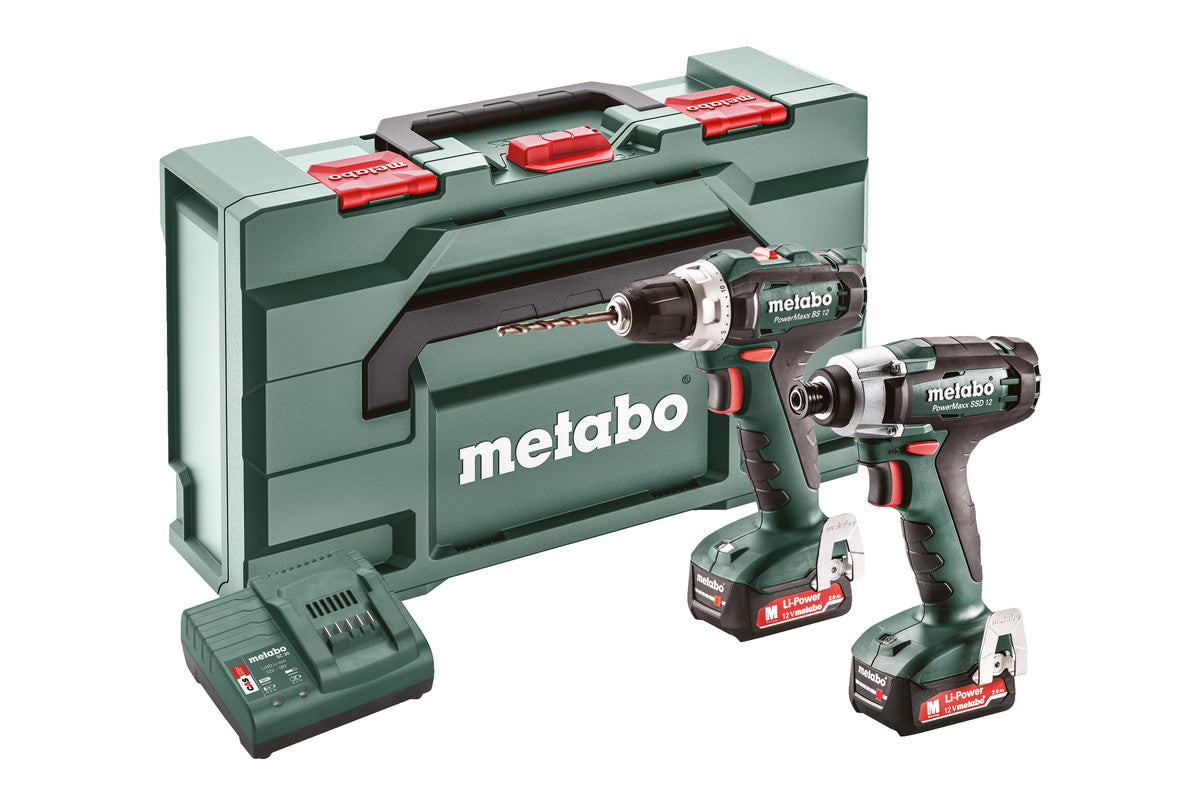 Metabo Macchine a batteria nel kit Combo Set 2.7.1 12 V 12V metaBOX 145 PowerMaxx BS 12 + PowerMaxx SSD 12