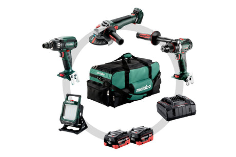 Metabo Macchine a batteria nel kit Combo Set 4.3.2 18 V 18V Scatola di cartone BS 18 LTX BL I + SSW 18 LTX 400 BL + WB 18 LT BL 11-125 Q + BSA 18 LED 4000