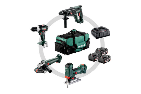 Metabo Macchine a batteria nel kit Combo Set 4.3 18V Borsa porta attrezzi SB 18 LT BL + W 18 L 9-125 Quick + KH 18 LTX 24 + STA 18 LTX 100