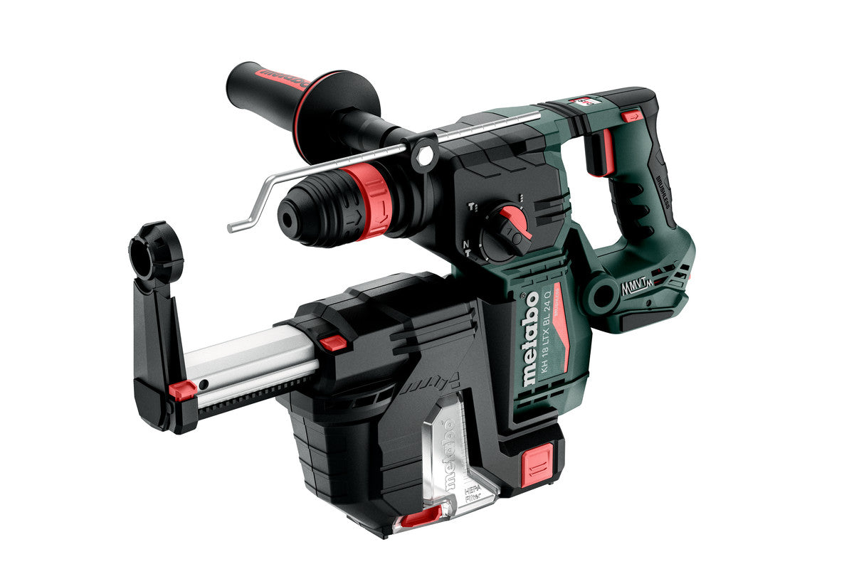 Metabo Martello a batteria KH 18 LTX BL 24 Q Set ISA 18V metaBOX 185 XL con aspirazione polvere integrata e mandrino a cambio rapido Metabo-Quick