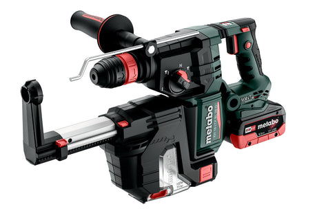 Metabo Martello a batteria KH 18 LTX BL 28 Q Set ISA 18V 2x5.5Ah LiHD Caricabatteria ASC 145 metaBOX 185 XL con aspirazione polvere integrata e mandrino a cambio rapido Metabo-Quick