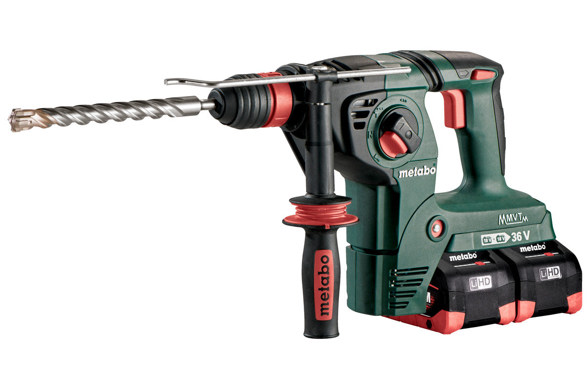 Metabo Martello a batteria KHA 36-18 LTX 32 18V 4x8Ah LiHD Caricabatteria ASC 145 Duo metaBOX 165 L con mandrino a cambio rapido Metabo Quick