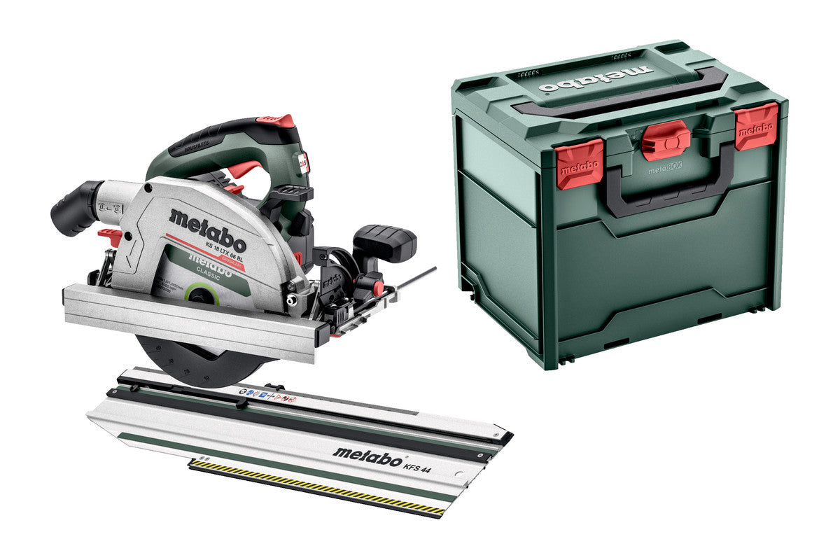 Metabo Sega circolare a batteria KS 18 LTX 66 BL Set 18V metaBOX 340 con guida di troncatura KFS 44