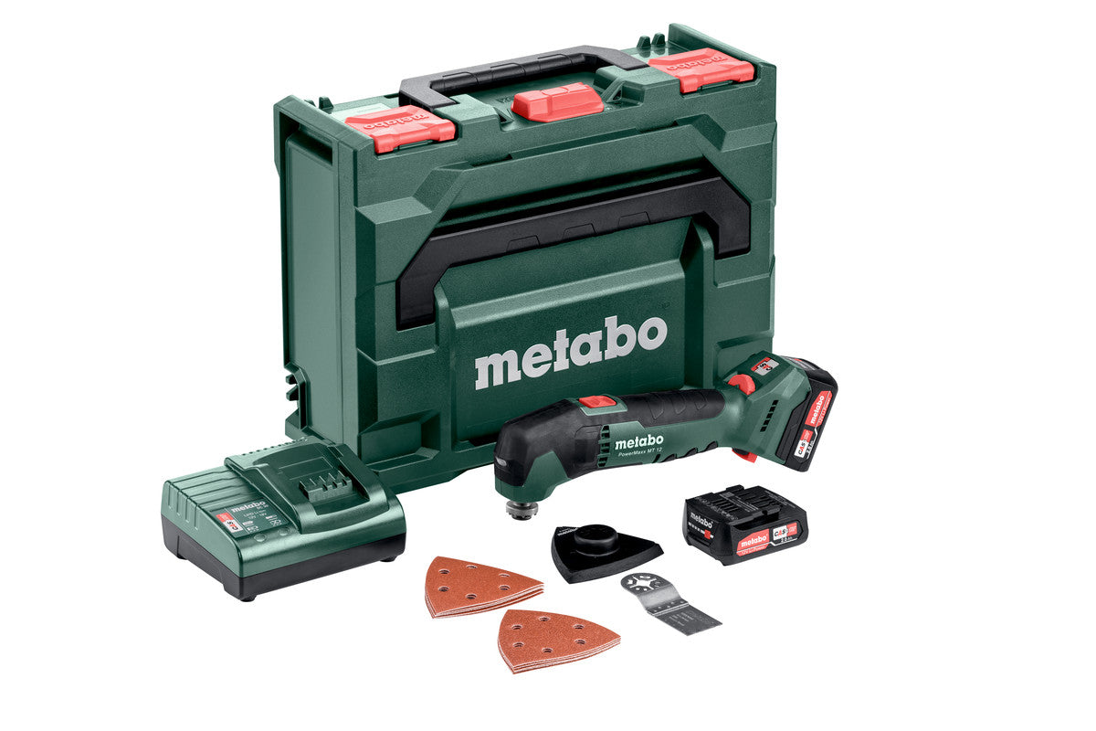 Metabo Multitool a batteria PowerMaxx MT 12 12V 2x2Ah Li-Power Caricabatteria SC 30 metaBOX 145