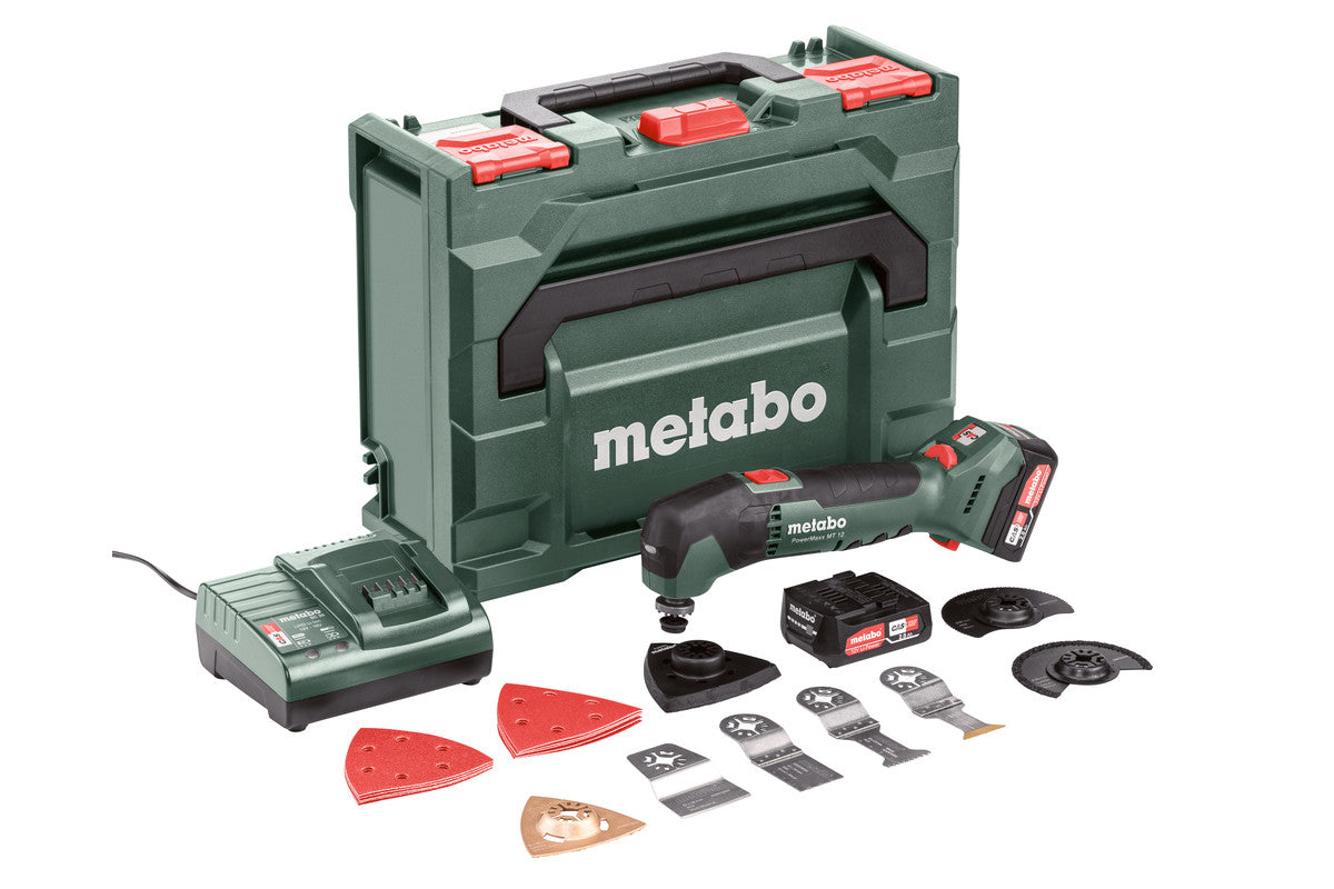 Metabo Multitool a batteria PowerMaxx MT 12 12V 2x2Ah Li-Power Caricabatteria SC 30 metaBOX 145