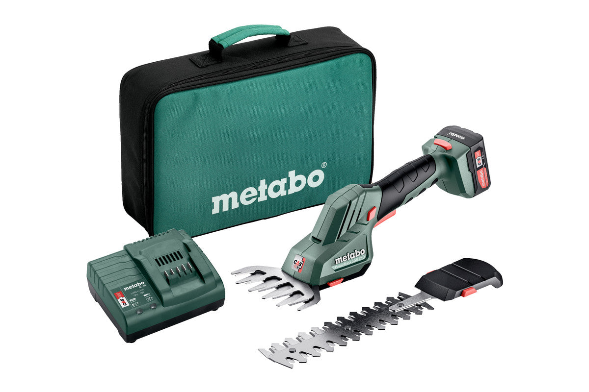 Metabo Forbice rifilaerba-siepi a batteria PowerMaxx SGS 12 Q 12V 1x2Ah Li-Power Caricabatteria SC 30 Borsa porta attrezzi