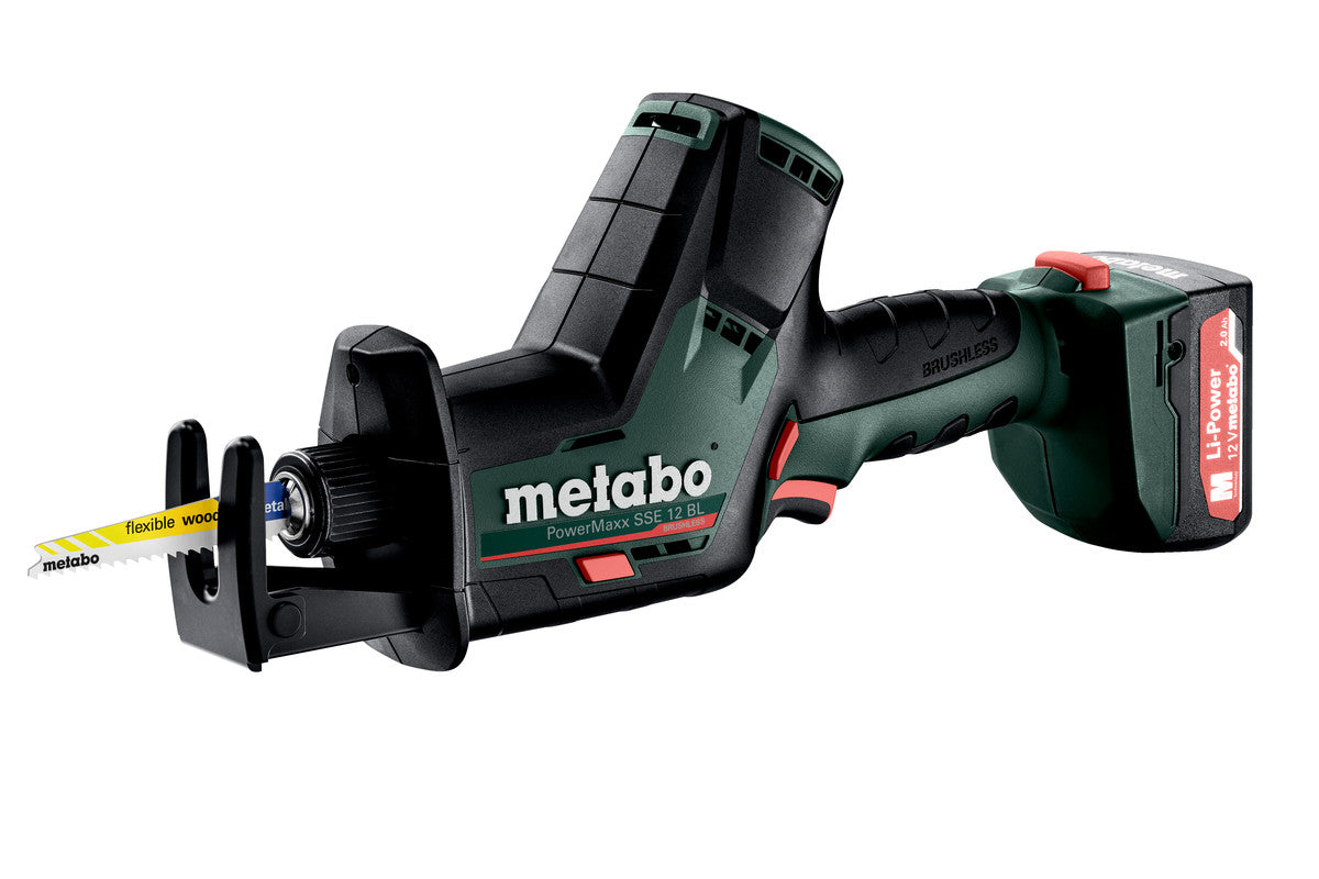 Metabo Sega diritta a batteria PowerMaxx SSE 12 BL 12V 2x2Ah Li-Power Caricabatteria SC 30 metaBOX 145