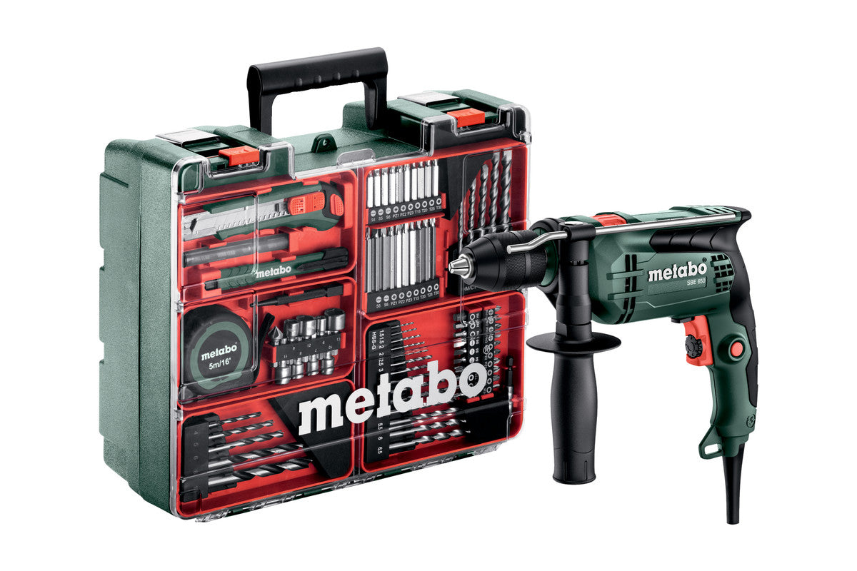 Metabo Trapano a percussione SBE 650 Set Valigetta in plastica; Officina mobile