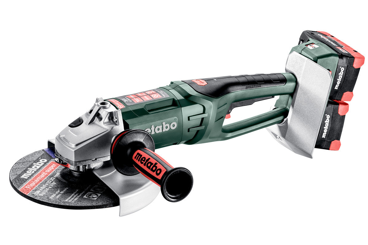 Metabo Smerigliatrice angolare a batteria WPB 36-18 LTX BL 24-230 Quick 18V 4x8Ah LiHD Caricabatteria ASC 145 Duo Valigetta in plastica con freno ghiera autoserrante