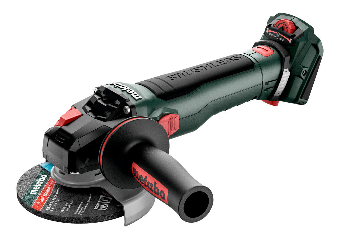 Metabo Smerigliatrice angolare a batteria WVB 18 LT BL 11-125 Quick Inox 18V Scatola di cartone con freno regolazione del numero di giri ghiera autoserrante